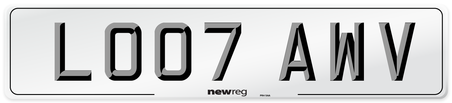 LO07 AWV Number Plate from New Reg